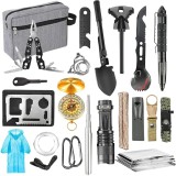 Kit supravietuire multifunctional flippy, instrumente profesionale, agatatoare ghiozdan, pentru camping, drumetii, aventuri in aer liber, borseta incl