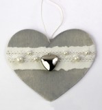 Cumpara ieftin Decoratiune Craciun - Wood Heart, grey 15cm | Pusteblume