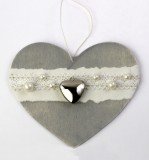 Decoratiune Craciun - Wood Heart, grey 15cm | Pusteblume