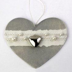 Decoratiune Craciun - Wood Heart, grey 15cm | Pusteblume
