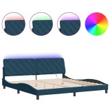 Cumpara ieftin Cadru de pat cu LED fara saltea, albastru, 200x200 cm, catifea