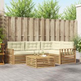 vidaXL Set de canapele de exterior 6 pcs Alb și crem Poliester 3390435