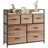 HOMCOM Comodă 7 sertare mobilier de depozitare sertar &icirc;n țesătură pliabil - structură oțel negru - 98 x 29 x 85 cm | Aosom Romania