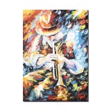 Tablou pictat manual, Trompetist, stilizat , 70x50cm pictura ulei in cutit, efect 3D, gata de agatat pe perete