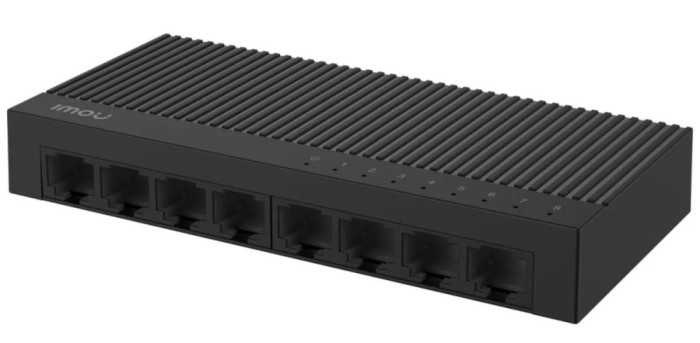 Switch IMOU Ethernet cu 8 porturi RJ45, Plug and Play, 5VDC, 1A, LED, montare pe perete, SF108C SafetyGuard Surveillance