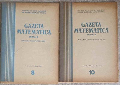GAZETA MATEMATICA 1969, SERIA B VOL.8, 10 (2 REVISTE)-COLECTIV-251900 foto