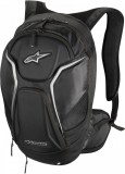 Rucsac Moto Alpinestars Tech Aero Negru/Alb, Extensibil 16-26L, Suport Cască, Husa Ploaie, Laptop 15&quot;