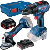 Bosch GWS 180-Li + GSR 18V-50 - Polizor unghiular 125 W + Masina de gaurit si insurubat 50 Nm + Acumulator Li-Ion 18 V 2 Ah + Acumulator Li-Ion 18 V 5