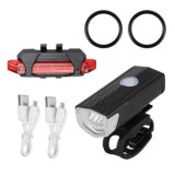 Cumpara ieftin Set de lumini pentru bicicleta, OEM, USB, 800mAH, 245 Lumen, 3 moduri de iluminare, Negru