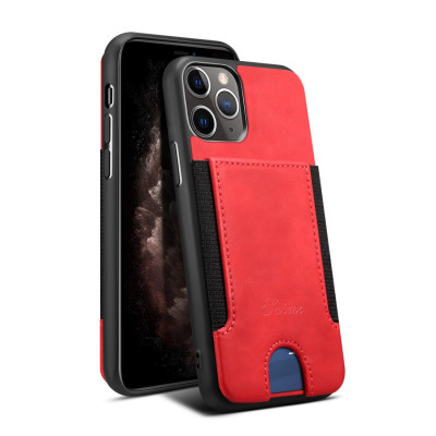 Husa Piele - TPU OEM H10 Anti-alunecare cu suport carduri pentru Apple iPhone 11 Pro, Rosie foto