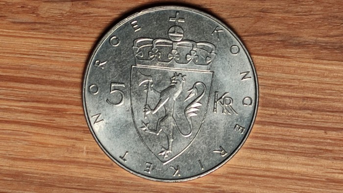 Norvegia - moneda comemorativa de colectie - 5 kroner 1975 aUNC impecabila !