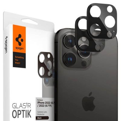 Set 2 Folii de protectie camera Spigen Optik.TR Protector pentru Apple iPhone 14 Pro/Pro Max/15 Pro/Pro Max Negru foto