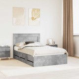 vidaXL Cadru de pat Gri din beton 120 x 190 cm Lemn Ingineresc 3410189