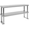 Raft inox profesional vidaXL, 2 niveluri, 120x30x65 cm, blat masa lucru, bucatarie HORECA, argintiu