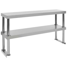 vidaXL Raft masă de lucru cu 2 niveluri, 120x30x65 cm, oțel inoxidabil 51193