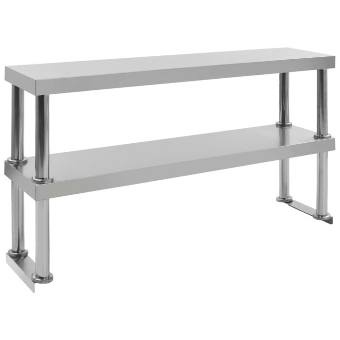 vidaXL Raft masă de lucru cu 2 niveluri, 120x30x65 cm, oțel inoxidabil 51193