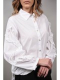 Cumpara ieftin Camasa Dama Bumbac cu Snur Talie Sabina, Alb, Talie Unica (XS-S-M), Fabricata in Italia - FashionLand