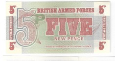 Bancnota militara 5 pence 1972, UNC - Marea Britanie foto