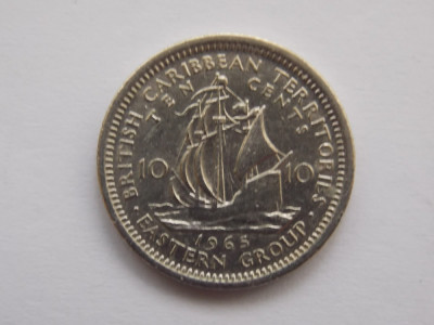 10 CENTS 1965 BRITISH CARRIBEAN TERRITORIES-XF foto