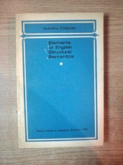 ELEMENTS OF ENGLISH STRUCTURAL SEMANTICS de DUMITRU CHITORAN