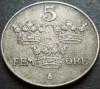 Moneda istorica 5 ORE - SUEDIA, anul 1947 *cod 3014 = excelenta, Europa, Fier