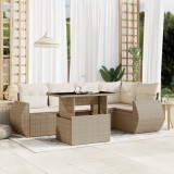 vidaXL Set canapele de grădină cu perne, 6 piese, bej, poliratan 3268518