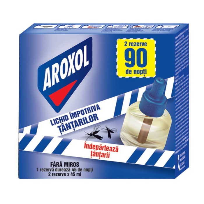 Lichid impotriva tantarilor Aroxol, fara miros, 2 rezerve x 45 ml