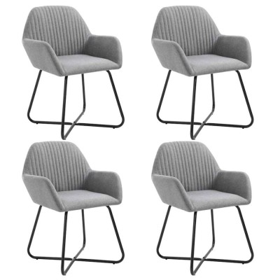 vidaXL Scaune de bucătărie pivotante, 4 buc., gri deschis, textil foto