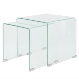 vidaXL Set de masă din sticlă securit transparentă, stivuibil, 2 piese