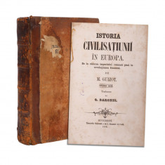 M. Guizot, Istoria civilisațiunii în Europa, tradus de G. Baronzi, 1856, 3 volume colligate