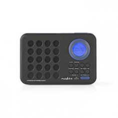 Radio cu ceas si alarma 3 W port USB si MicroSD negru albastru, NEDIS foto