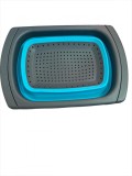 Strecuratoare pliabila din silicon cu manere extensibile Gri Turcoaz Handy KitchenServ, cu maner, salata, plastic