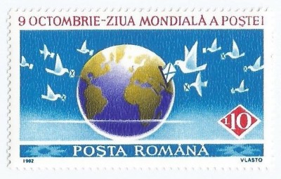 |Romania, LP 1295/1992, Ziua Mondiala a Postei - 9 octombrie, MNH foto
