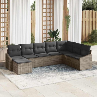 vidaXL Set de canapele pentru grădină 8 pcs Gri Rattan poli 3346839 foto