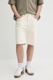 HUGO pantaloni scurți jeans culoarea bej, 50537723
