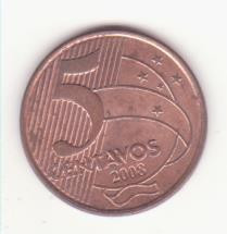 Brazilia 5 centavos 2008 XF foto