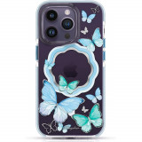 Cumpara ieftin Husa Cover Kingxbar Butterfly Series pentru iPhone 14 Pro Max Blue