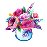 Cumpara ieftin Sticker decorativ, Vaza cu Flori, Roz, 60 cm, 8231ST, Oem