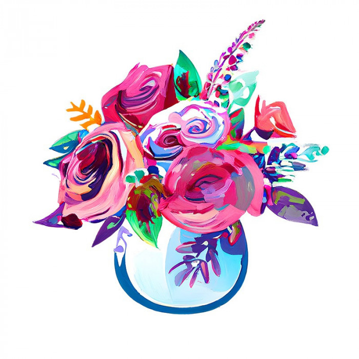Sticker decorativ, Vaza cu Flori, Roz, 60 cm, 8231ST