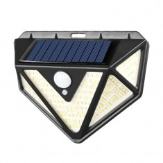 Lampa cu Incarcare Solara si Senzor Detectare Miscare, 166 Leduri, 3 Moduri Functionare, negru foto