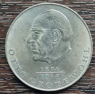 (M2531) MONEDA GERMANIA DEMOCRATA (RDG, DDR) - 20 MARK 1973, OTTO GROTEWOHL foto