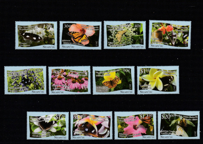 Niuafo&#039;ou Tonga 2013-Flora,Fauna,Flori si fluturi,serie 12 valori,Mi.527-538