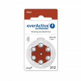 Baterii EverActive Ultrasonic 312 PR41 Zinc-Aer 1,45V Pentru Aparate Auditive Set 6 Baterii