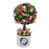 Copacel Decorativ cu Licheni Premium si Flori Criogenate, Figurine, Trunchi Printat 3D, In Ghiveci ceramic personalizat