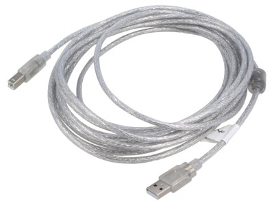 Cablu USB 2.0 A la B aurit 5m transparent foto