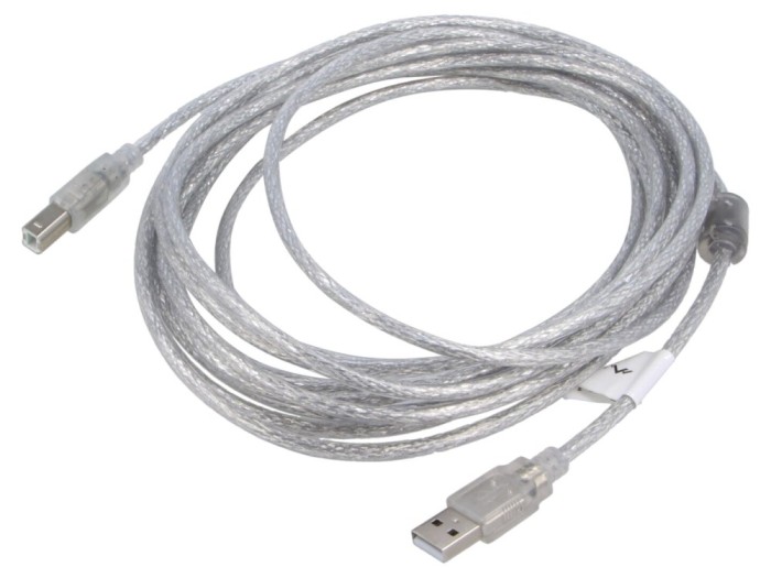 Cablu USB 2.0 A la B aurit 5m transparent