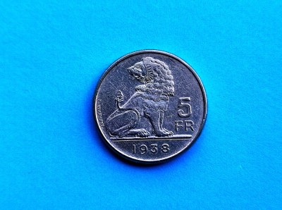 5 Francs 1938 Belgia-in realitate arata bine foto