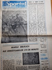 sportul fotbal 9 august 1985-interviu emerich dembrovschi,foto mateut,piturca foto