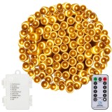 Instalatie lumini de exterior pentru gradina, 9 metri, 120 LED-uri, cu baterii, galben Household NewTrend