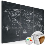 Cumpara ieftin Tablou din plută - Travel broadens the mind (triptych) [Cork Map] 60x40 cm